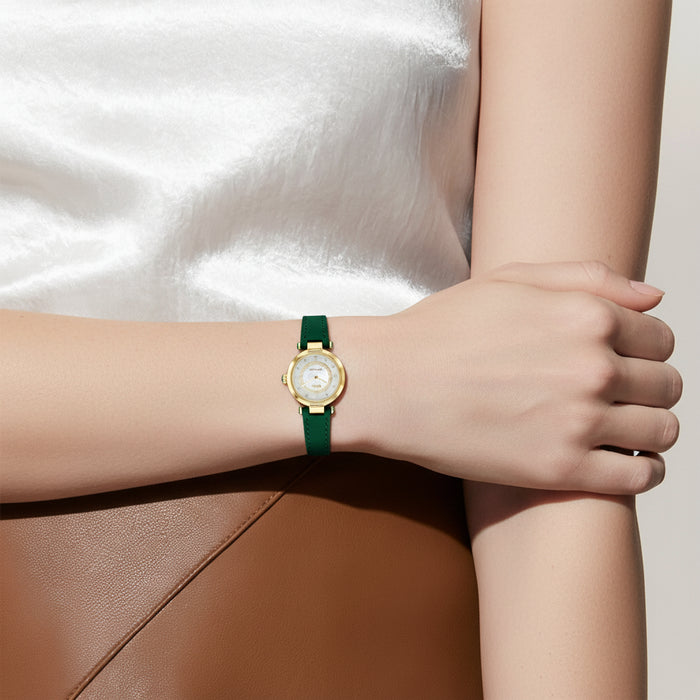 Coach Cary Green Leather Silver Mother of Pearl Dial Women's Watch – 14503894