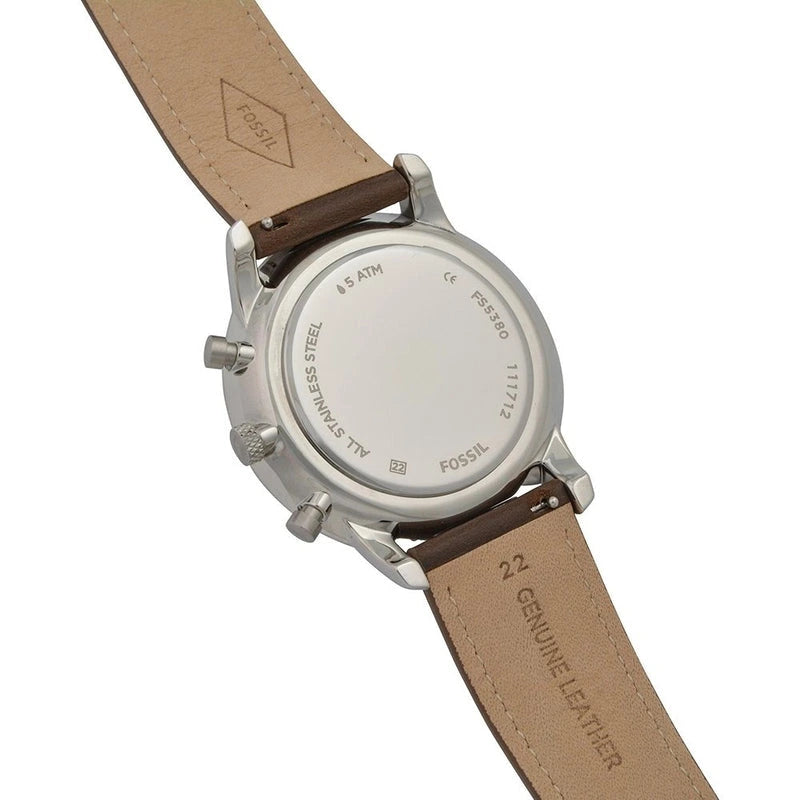Fossil Neutra Chronograph Cream Dial Brown Leather Strap Men's Watch – FS5380