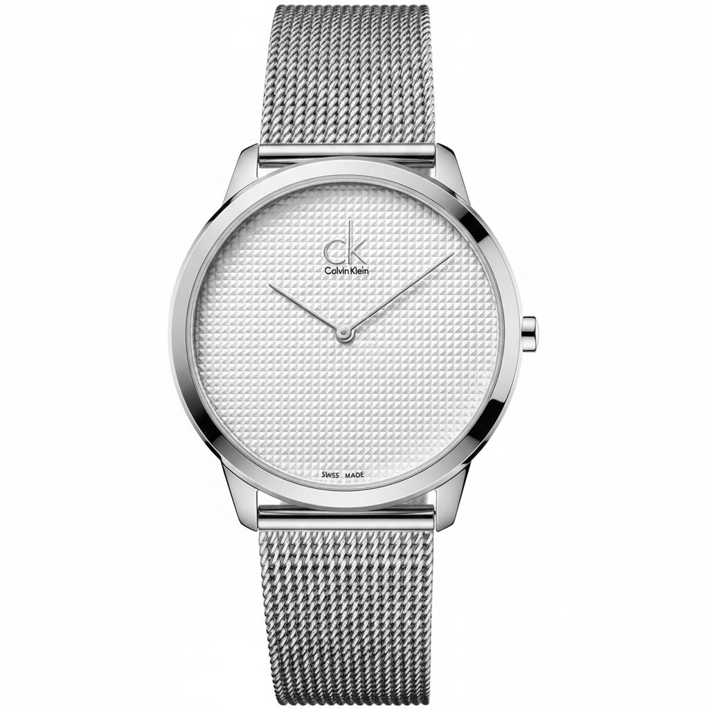 Calvin Klein Minimal Silver Dial Stainless Steel Mesh Men's Watch – K3M2112Y