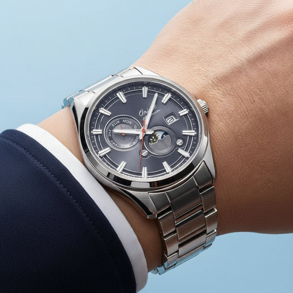 Orient 75th Anniversary Limited Edition Stretto Sun & Moon Automatic Watch – RA-AK0311N