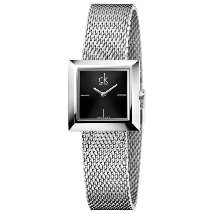 Calvin Klein Mark Black Dial Silver Mesh Bracelet Watch for Women – K3R23121