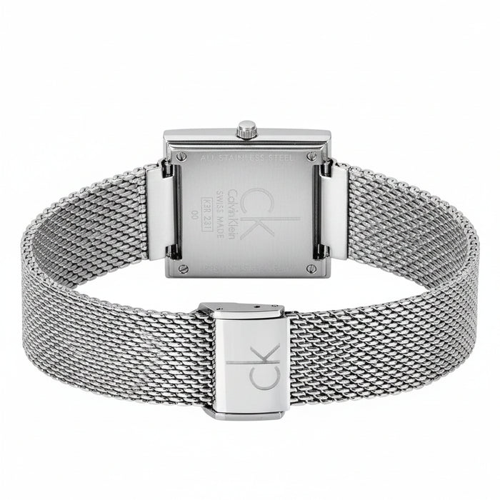 Calvin Klein Mark Black Dial Silver Mesh Bracelet Watch for Women – K3R23121