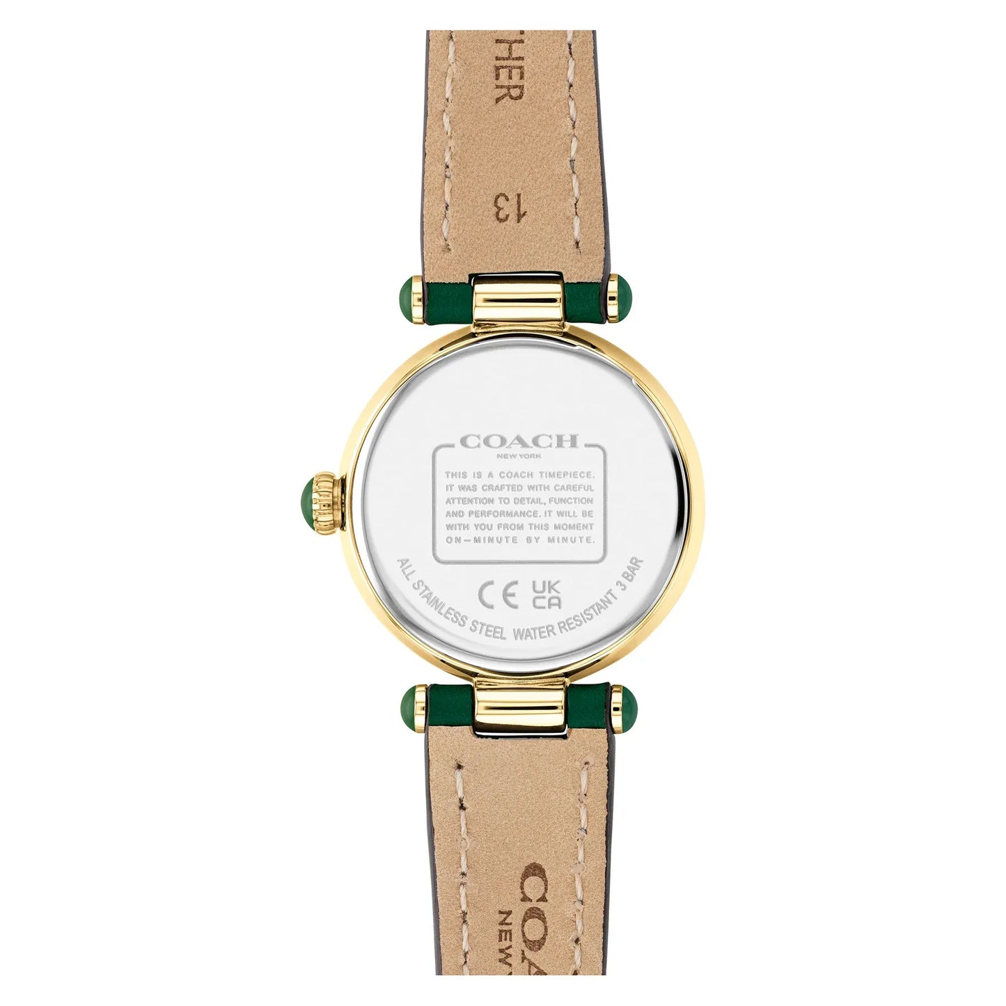 Coach Cary Green Leather Silver Mother of Pearl Dial Women's Watch – 14503894