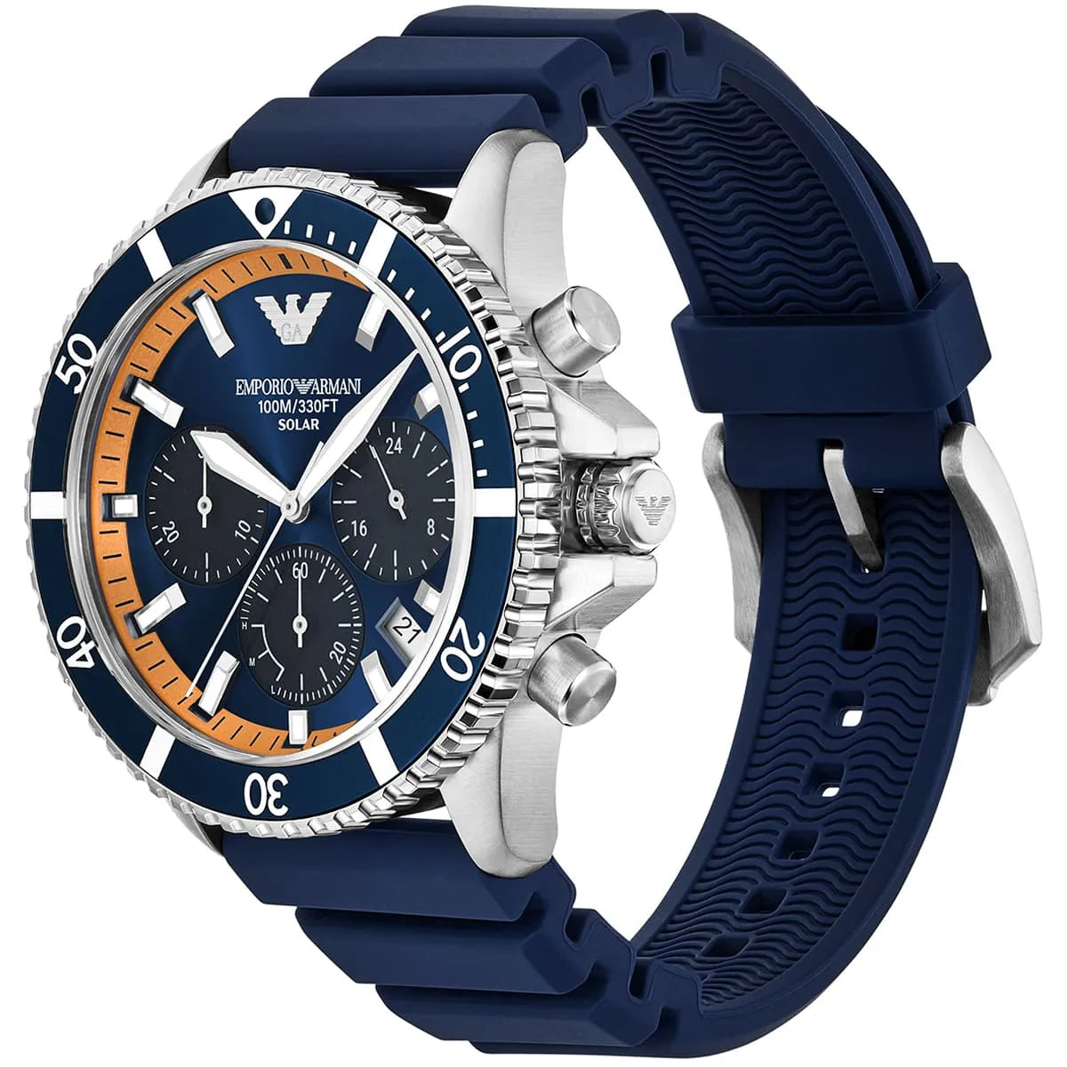 Emporio Armani World Explorer Solar Chronograph Blue Dial Men's Watch – AR11696