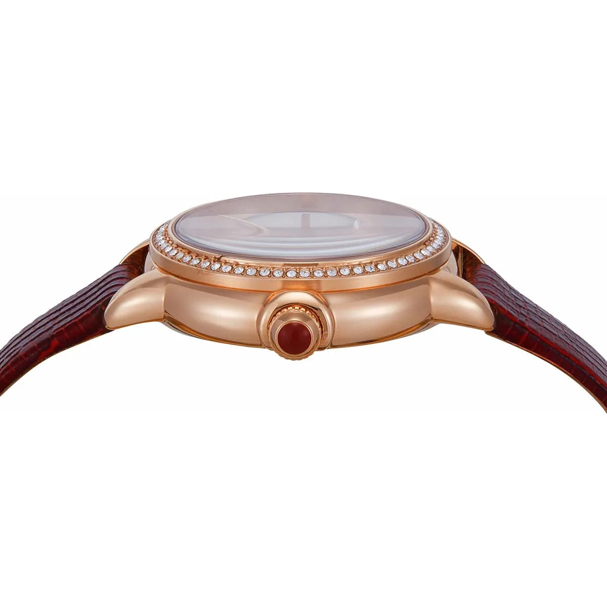 Emporio Armani Snake White Mother of Pearl Dial Red Leather Strap Ladies Watch – AR11646