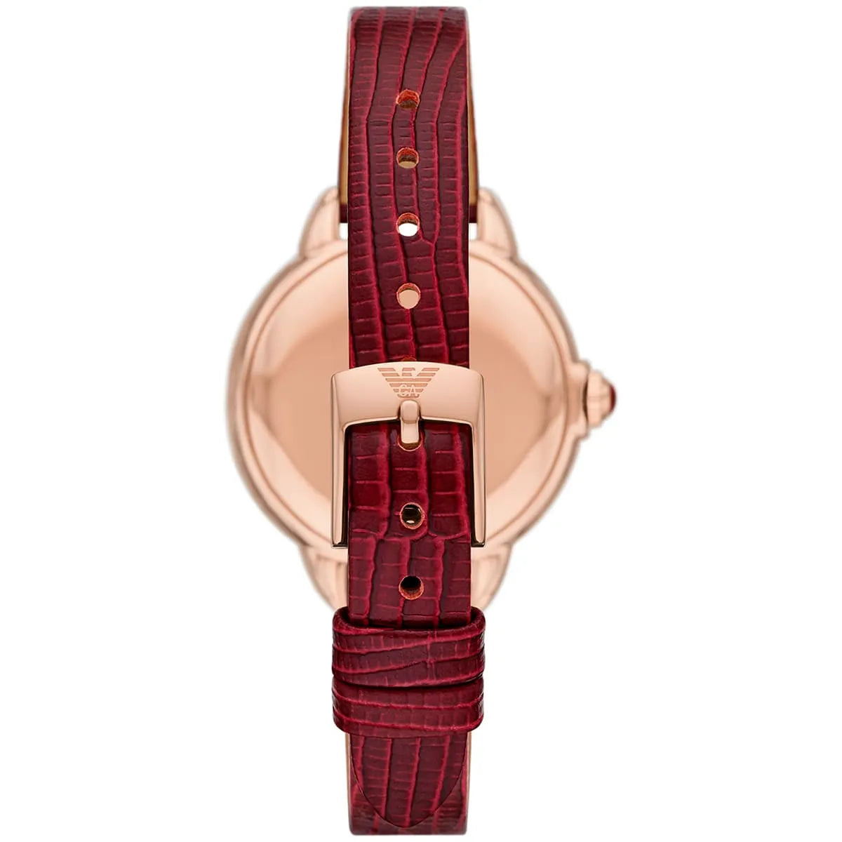 Emporio Armani Snake White Mother of Pearl Dial Red Leather Strap Ladies Watch – AR11646