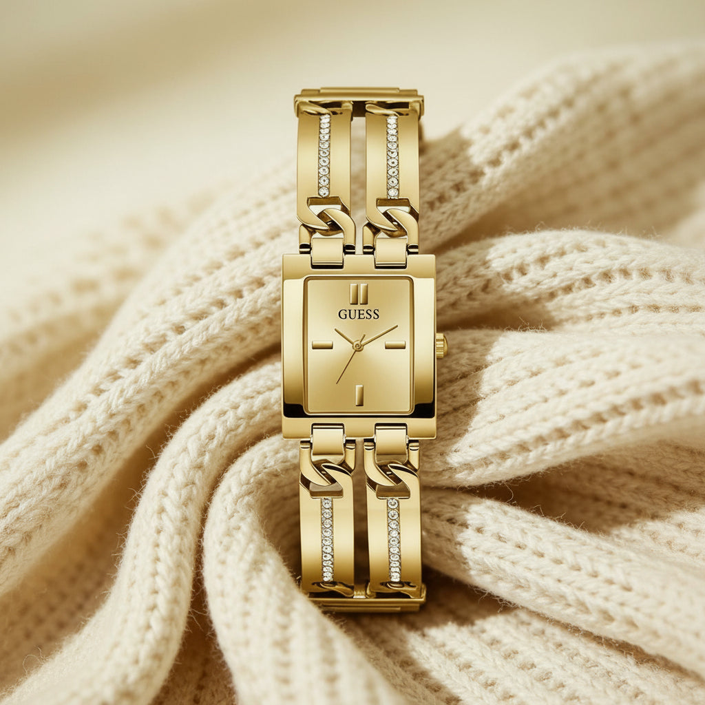 GUESS Gold-Tone Square Analog Ladies Watch – GW0668L2
