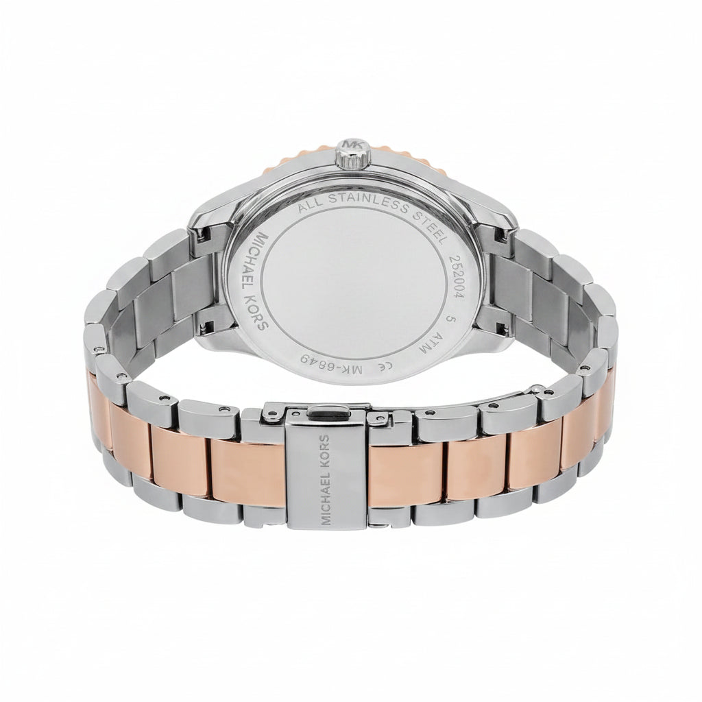 Michael Kors Layton Mother of Pearl Dial Two-Tone Stainless Steel Ladies Watch – MK6849