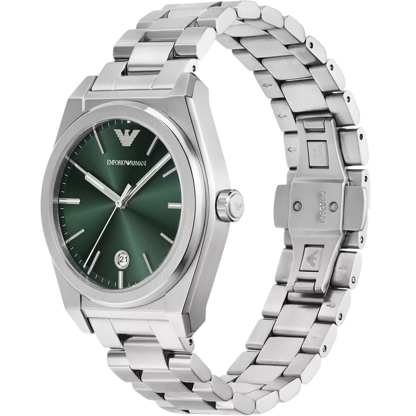 Emporio Armani Federico Green Dial Silver Stainless Steel Men's Watch – AR11621