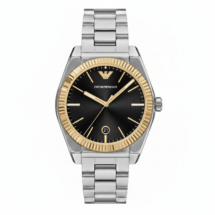 Emporio Armani Federico Black Dial Stainless Steel Bracelet Men's Watch – AR80077