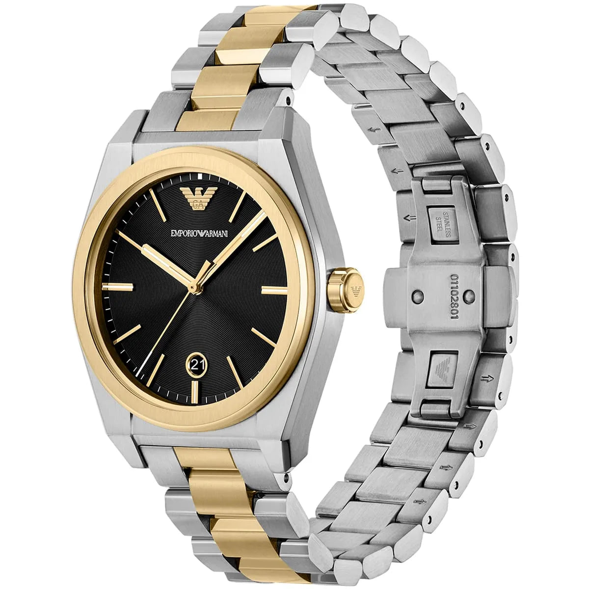 Emporio Armani Federico Black Dial Two-Tone Stainless Steel Men's Watch – AR11715