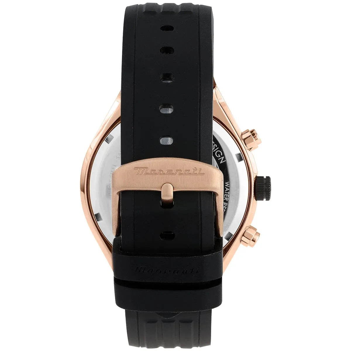 Maserati Stile Skeleton Chronograph Black Dial Black Silicone Strap Men's Watch – R8871642003