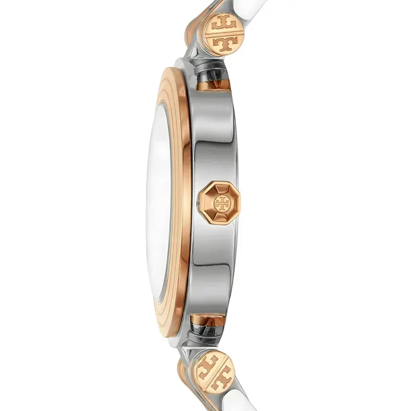 Tory Burch White Dial Two-Tone Stainless Steel Ladies Watch – TBW9011