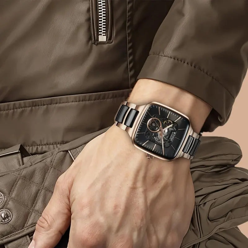 Titan Ceramic Fusion Skeleton Black Dial Automatic Men's Watch – 90175KD03
