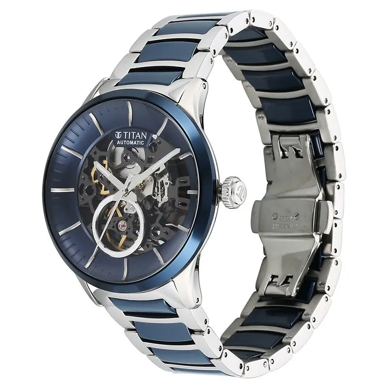 Titan Ceramic Fusion Automatic Blue Dial Men’s Watch – NU90174KD02
