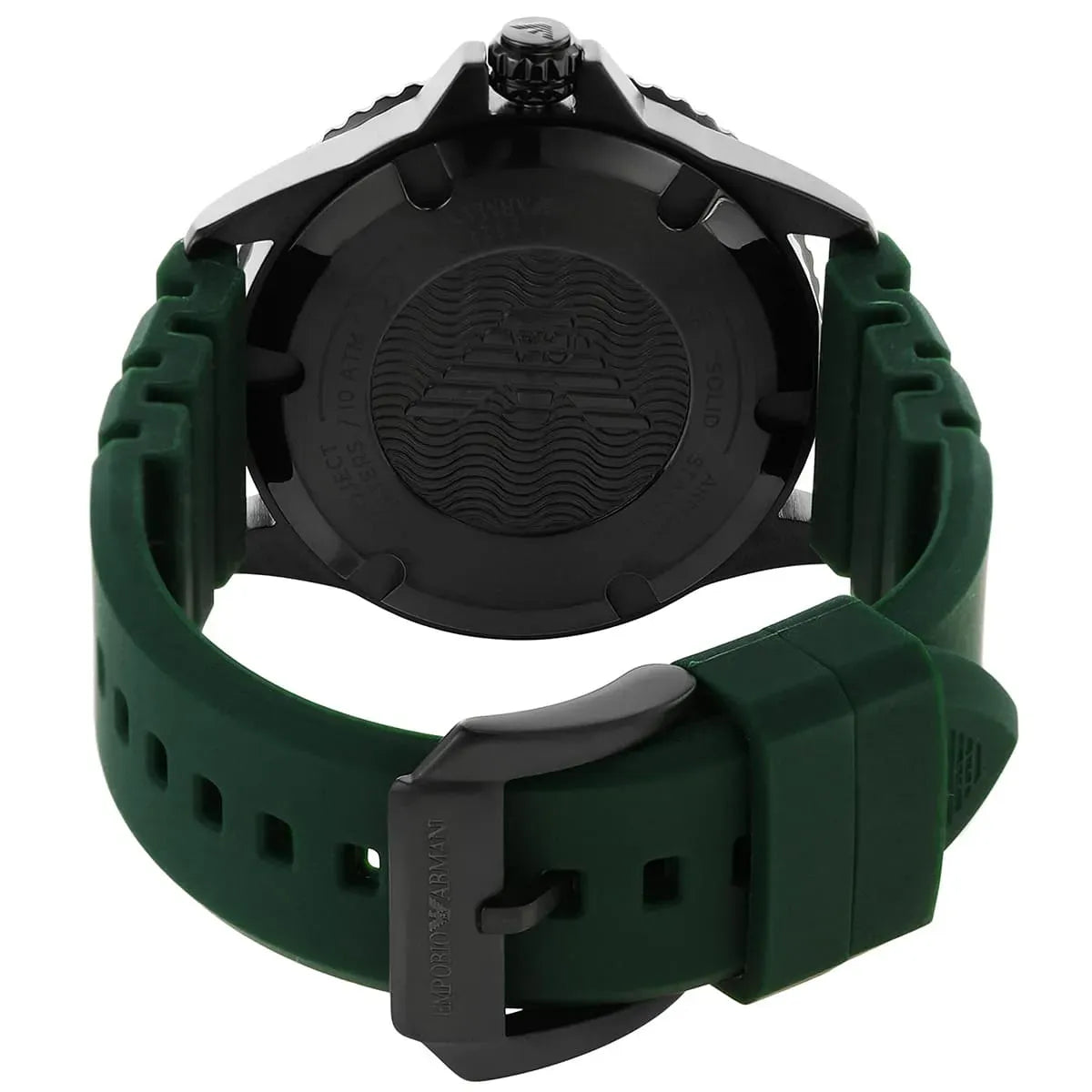 Emporio Armani Diver Black Dial Green Silicone Men's Watch – AR11464