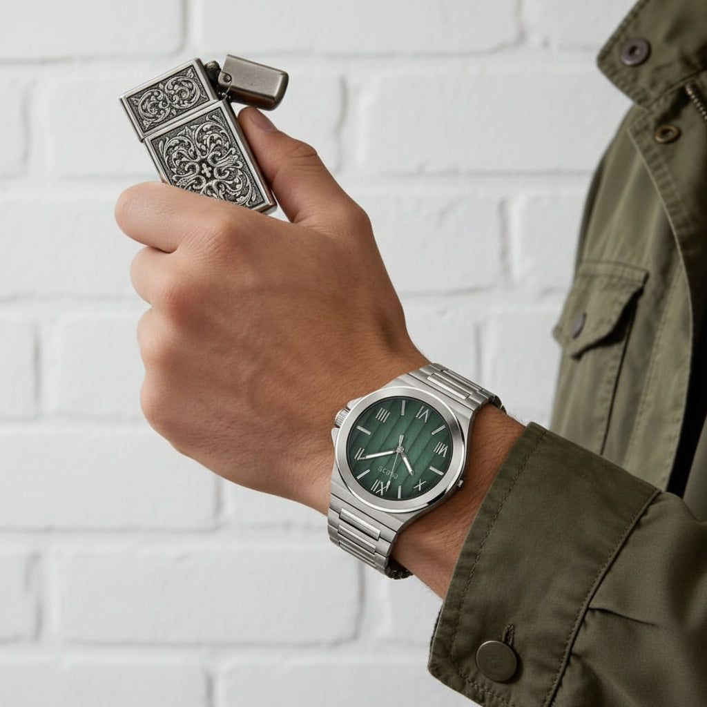 GUESS Men's Green Gradient Dial Silver-Tone Stainless Steel Watch – GW0789G1