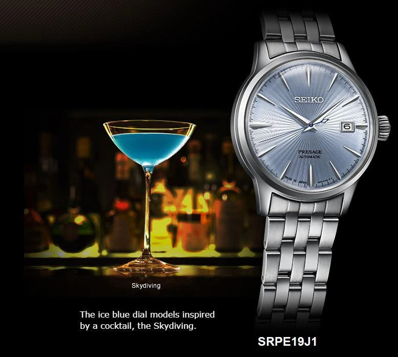Seiko Presage Cocktail Time "Skydiving" Ice Blue Dial Automatic Men's Watch – SRPE19J1