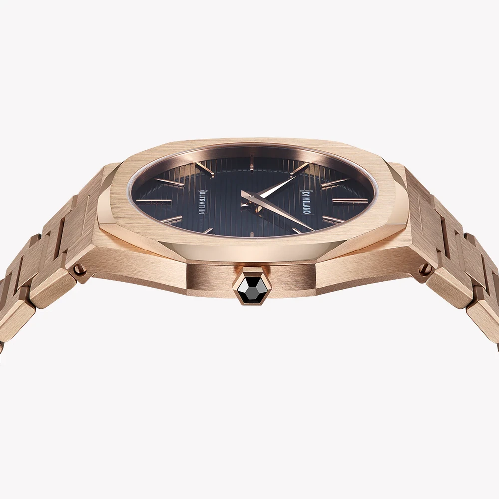 D1 Milano Ultra Thin Black Dial Rose Gold Watch – D1-UTBJ16