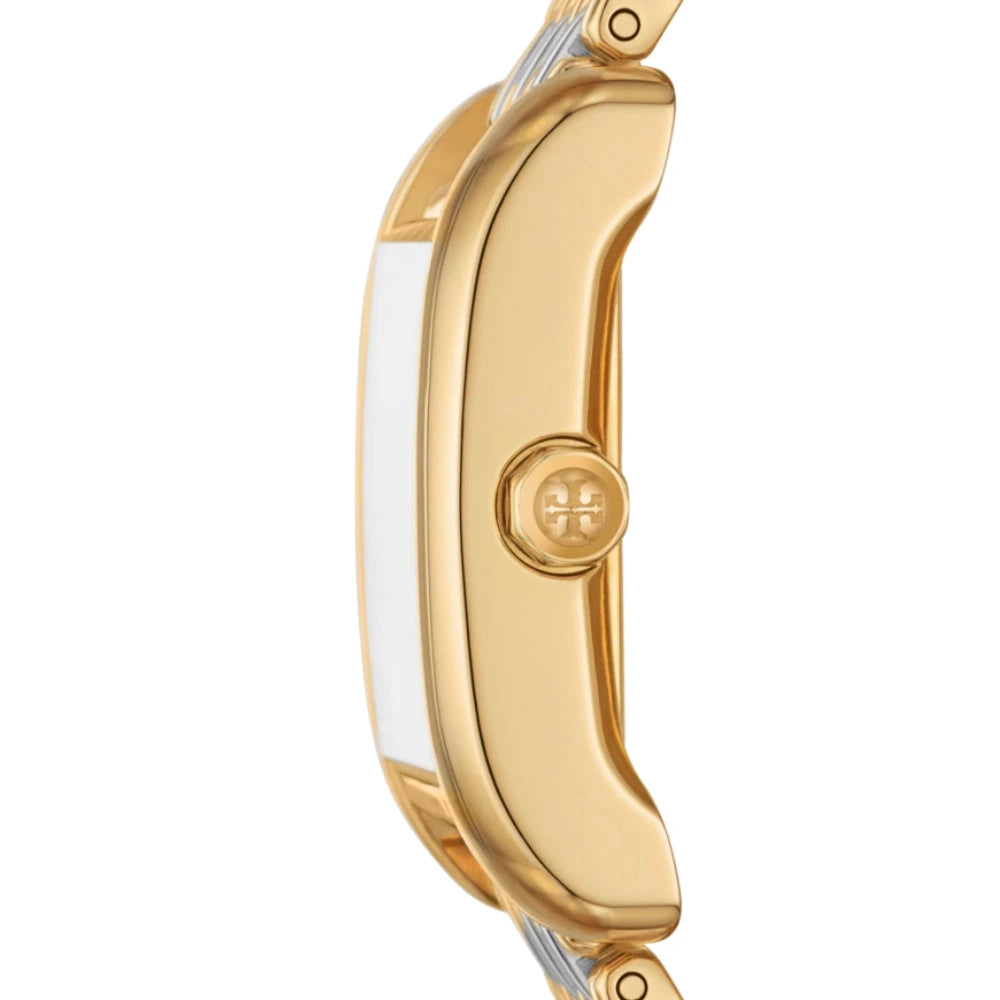 Tory Burch Eleanor Black Tinted Mother-of-Pearl Dial Two-Tone Stainless Steel Ladies Watch – TBW1084