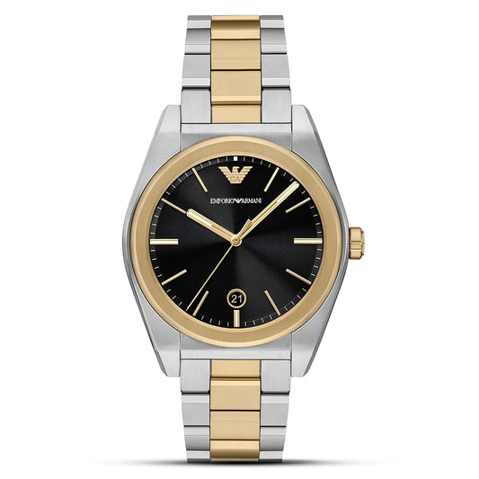 Emporio Armani Federico Black Dial Two-Tone Stainless Steel Men's Watch – AR11715