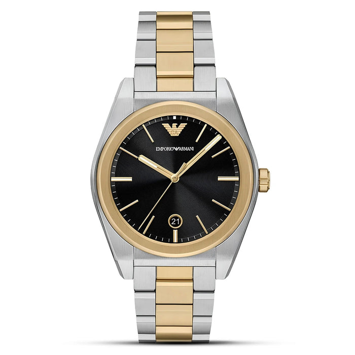 Emporio Armani Federico Black Dial Two-Tone Stainless Steel Men's Watch – AR11715