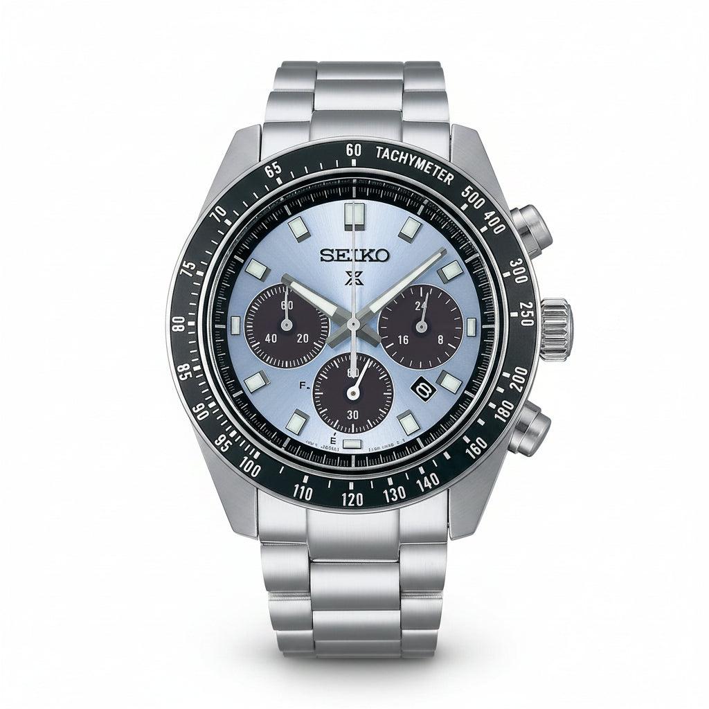 Seiko Prospex Speedtimer Light Blue Dial Solar Chronograph Men's Watch – SSC935