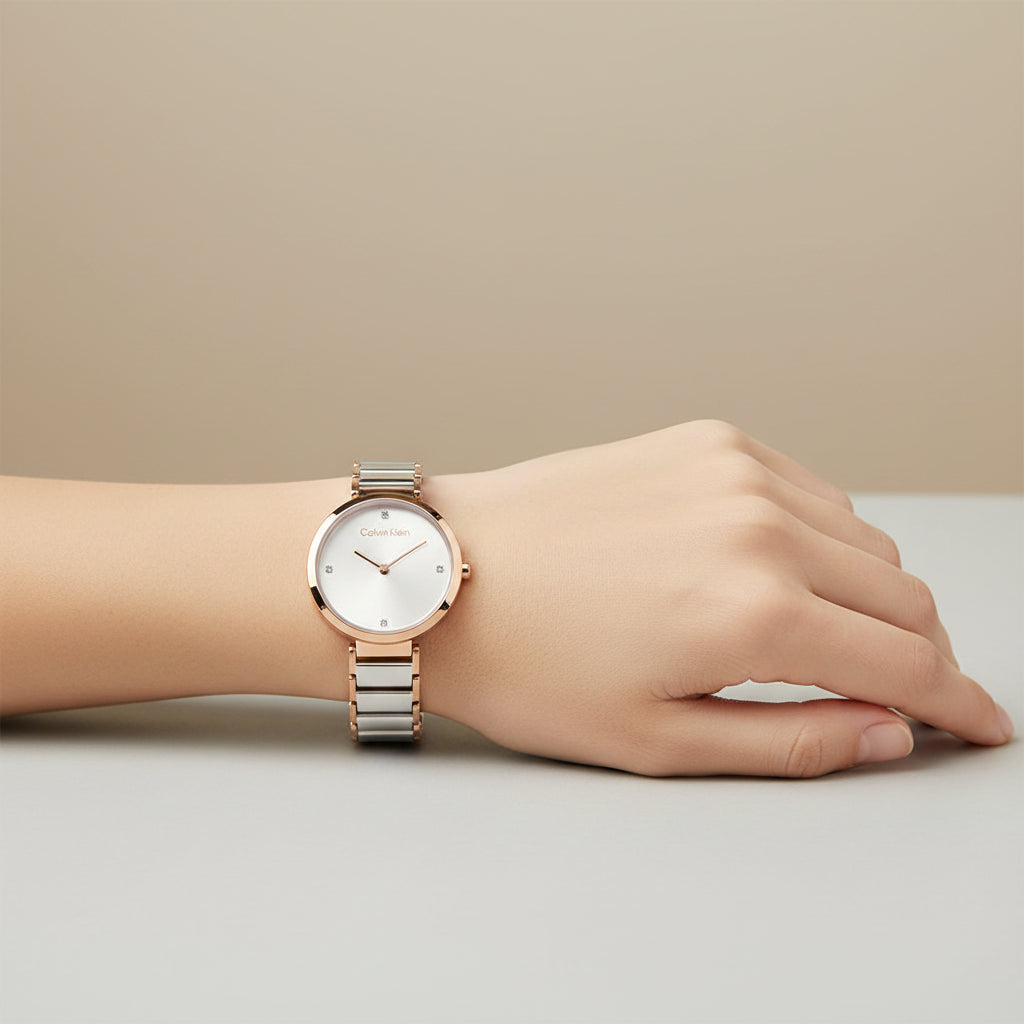 Calvin Klein Minimalistic T-Bar Two-Tone Ladies Watch – 25200139