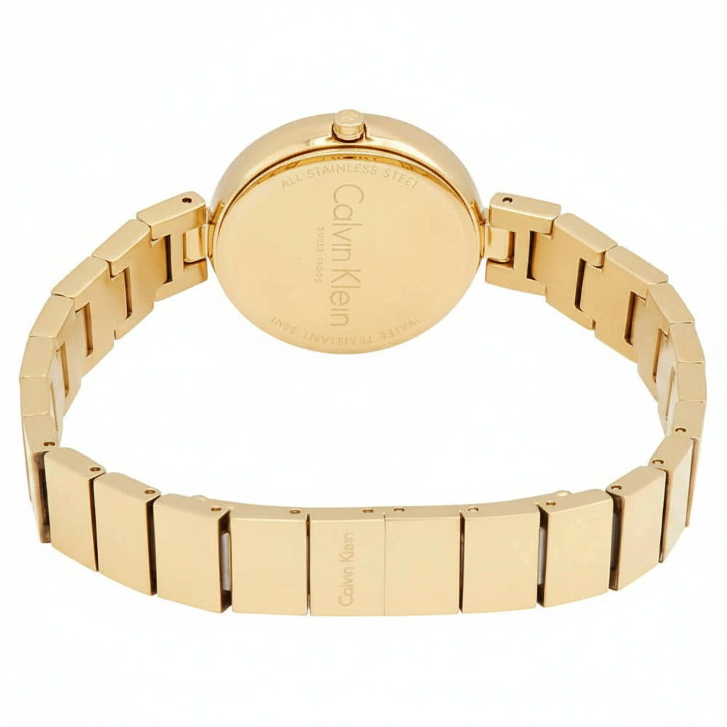 Calvin Klein Authentic Silver Dial Yellow Gold Ladies Watch – K8G23546
