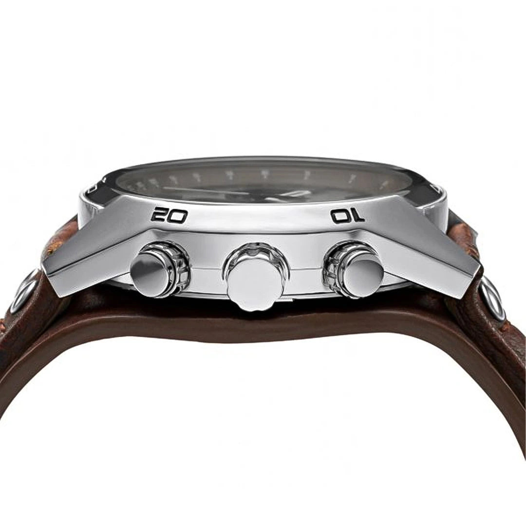 Fossil Coachman Chronograph Brown Dial Brown Leather Strap Men's Watch – CH2565