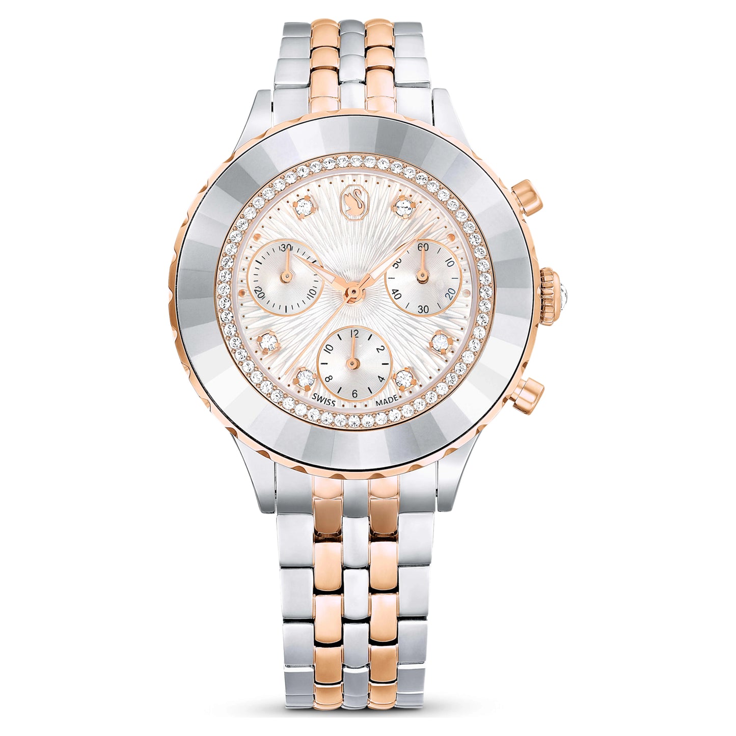 Swarovski Octea Chrono Rose Gold-Tone White Dial Ladies Watch – 5672937