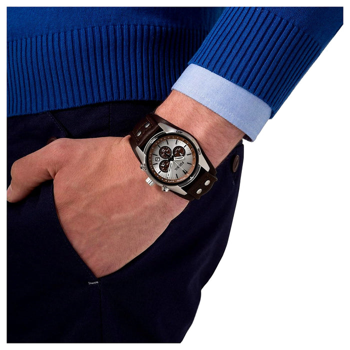 Fossil Coachman Chronograph Brown Dial Brown Leather Strap Men's Watch – CH2565