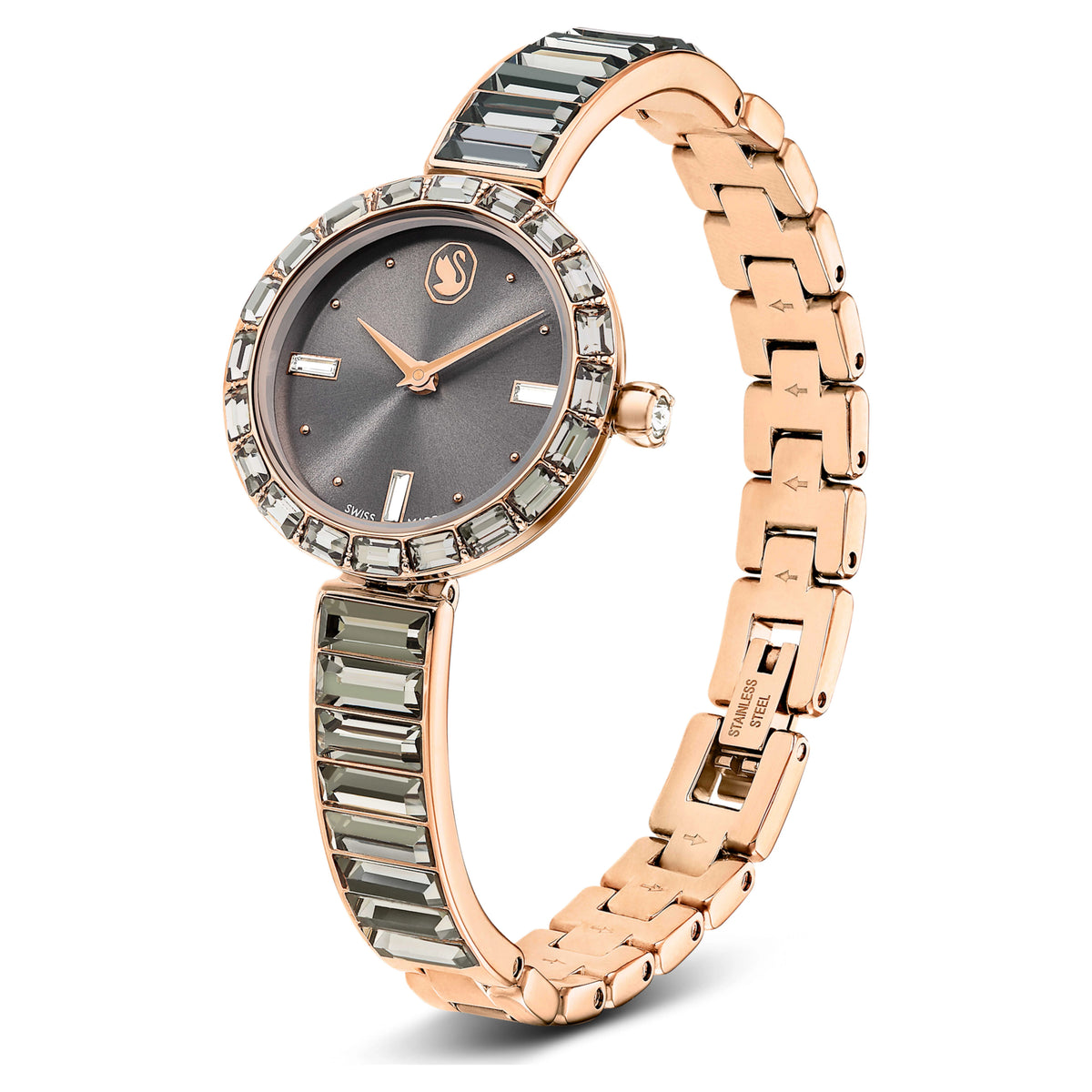 Swarovski Matrix Bangle Grey Dial Rose Gold-Tone Watch – 5679887