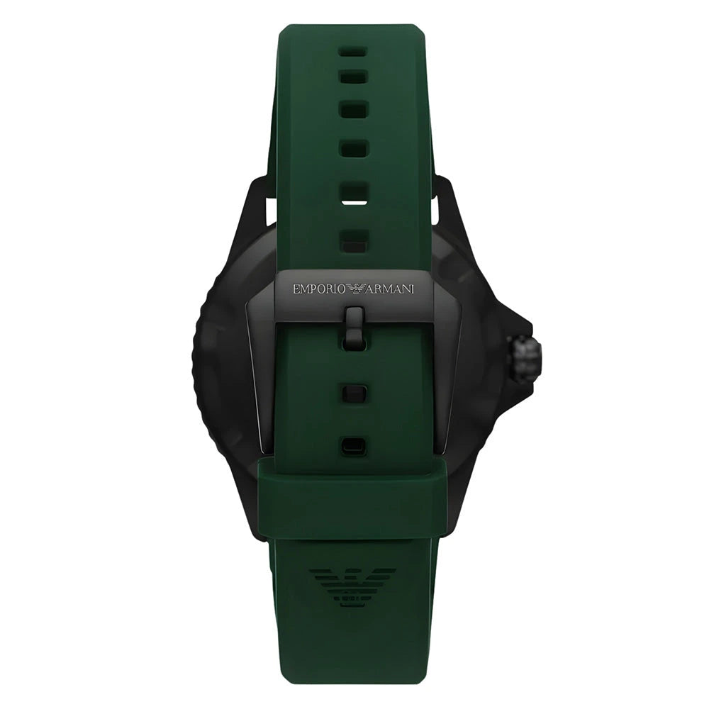 Emporio Armani Diver Black Dial Green Silicone Men's Watch – AR11464