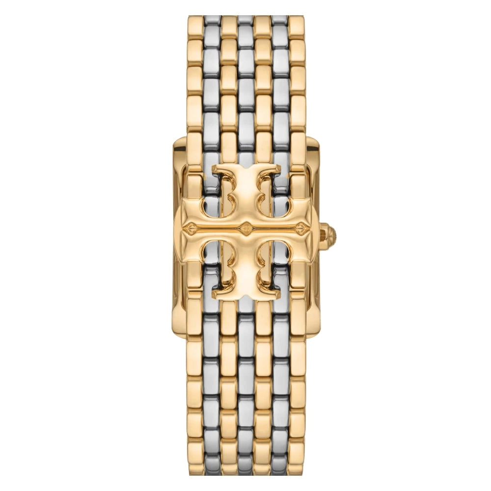 Tory Burch Eleanor Black Tinted Mother-of-Pearl Dial Two-Tone Stainless Steel Ladies Watch – TBW1084