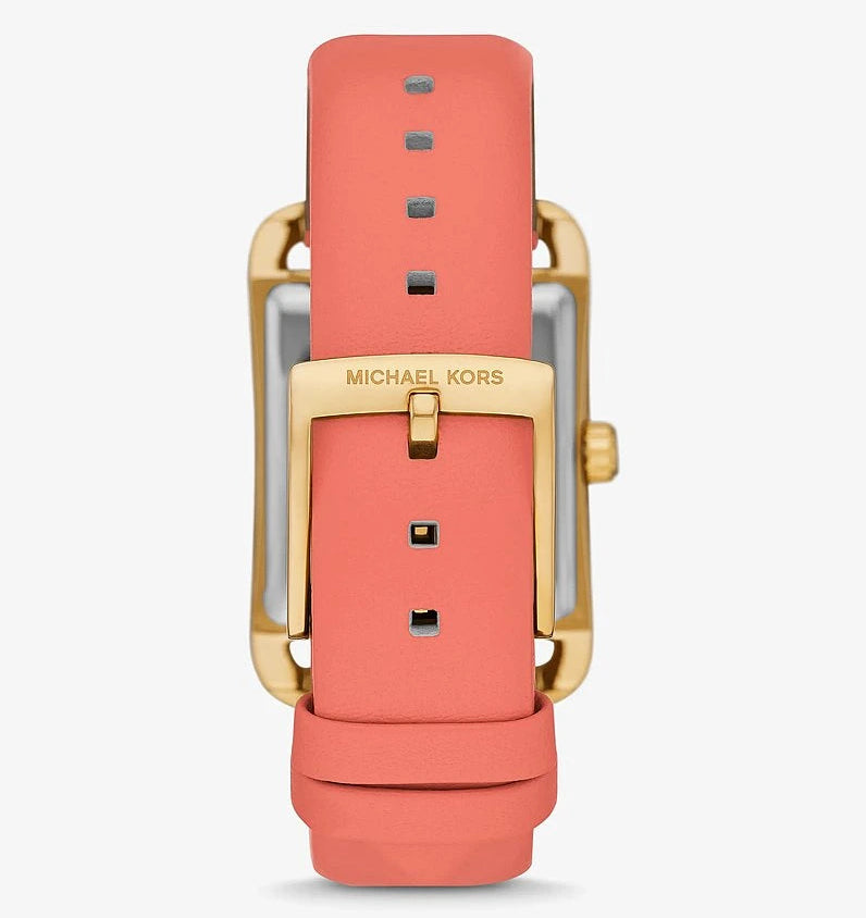 Michael Kors Petite Monroe Gold-Tone & Grapefruit Leather Ladies Watch – MKO1060