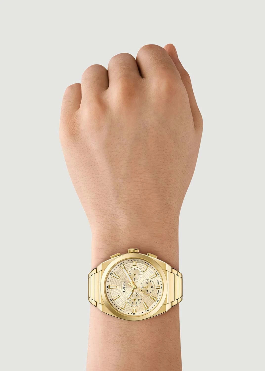 Fossil Everett Champagne Sunray Chronograph Gold-Tone Stainless Steel Men's Watch – FS6119