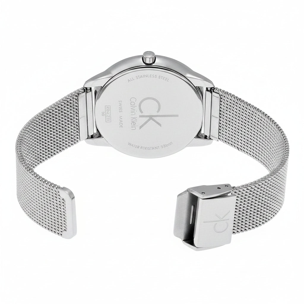 Calvin Klein Minimal Grey Dial Silver Mesh Bracelet Men's Watch – K3M21124