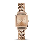Brand and Model: Brand: Guess Model: W1029L3 Case: Shape: Square Material: Rose Gold-Tone Stainless Steel Size: 28 mm width, 39 mm length Thickness: 8 mm Color: Rose Gold Back: Solid Dial: Color: Rose Gold Crystal: Mineral Crystal Display: Analog Bezel: Type: Fixed Material: Rose Gold-Tone Stainless Steel Movement: Type: Quartz Origin: Japan Band: Material: Rose Gold-Tone Stainless Steel Type: Chain-Link Bracelet Width: 14 mm Color: Rose Gold Clasp: Jewelry Clasp Additional Information: Water Resistance: 30 meters (suitable for light splashes but not for swimming or bathing) Functions: Hours, Minutes, Seconds Style: Fashion, Trendy Warranty: 1 Year