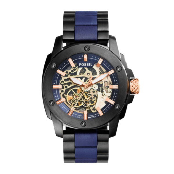 Fossil Skeleton Dial Blue Tone Men's Mechanical Watch | ME3133