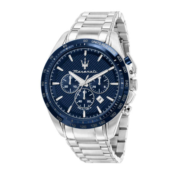 Maserati Traguardo Quartz Blue Chronograph Dial Steel Bracelet Men’s Watch | R8873612043